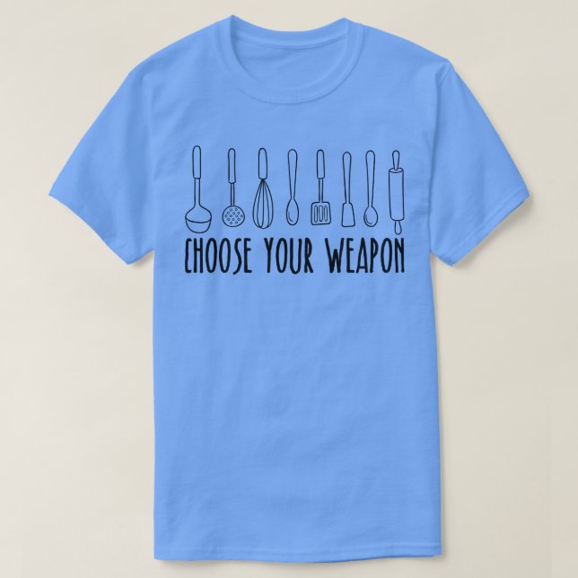Koch mit Kochutensilien für die Küche T-Shirt (Design vorne)