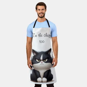 Koch mit mürrischer Katze Schürze