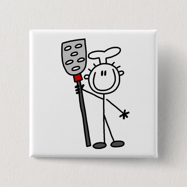 Koch mit Pfanne Button (Vorderseite)