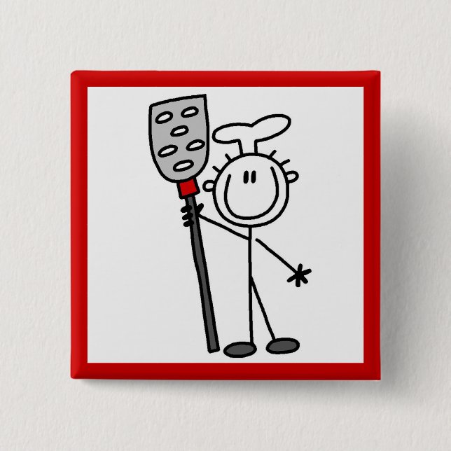 Koch mit Pfanne Button (Vorderseite)