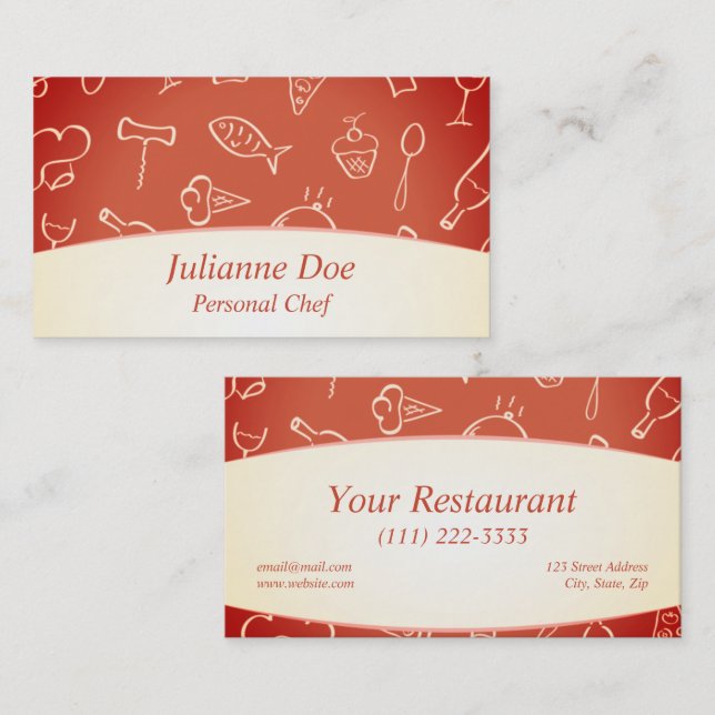 Koch- oder Restaurantkarte Visitenkarte (Vorne/Hinten)