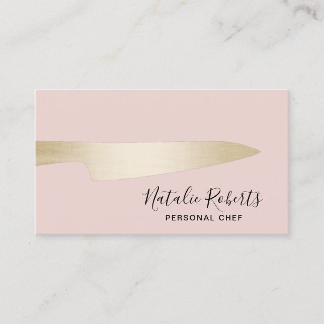 Koch Pastry Gold Knife Elegant Rosa Visitenkarte (Vorderseite)