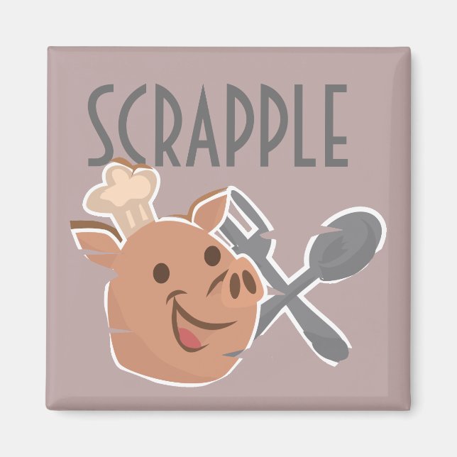Koch Pig Kochen Scrapple Cartoon Magnet (Vorne)