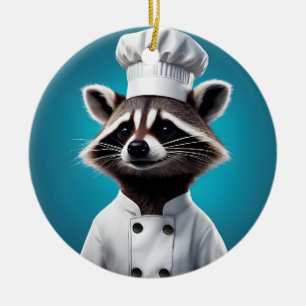 Koch Raccoon Keramik Ornament