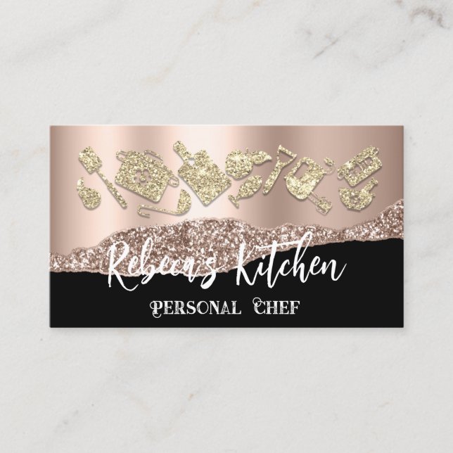 Koch Restaurant Catering QR Logo Gold Visitenkarte (Vorderseite)