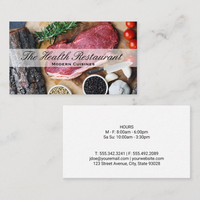 Koch | Restaurantbesitzer | Steak Herbs Spices Visitenkarte (Vorne/Hinten)