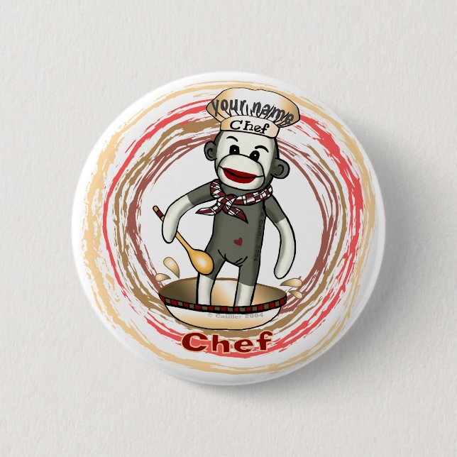 Koch Sock Monkey Button (Vorderseite)