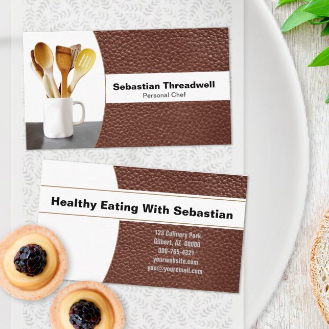 Koch Spoons Brown Leather Custom Foto Visitenkarte (Von Creator hochgeladen)
