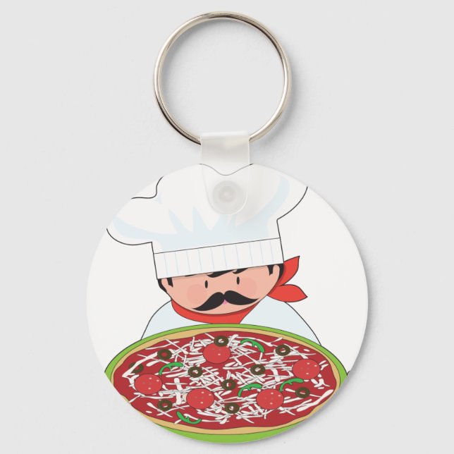Koch und Pizza Schlüsselanhänger (Vorderseite)