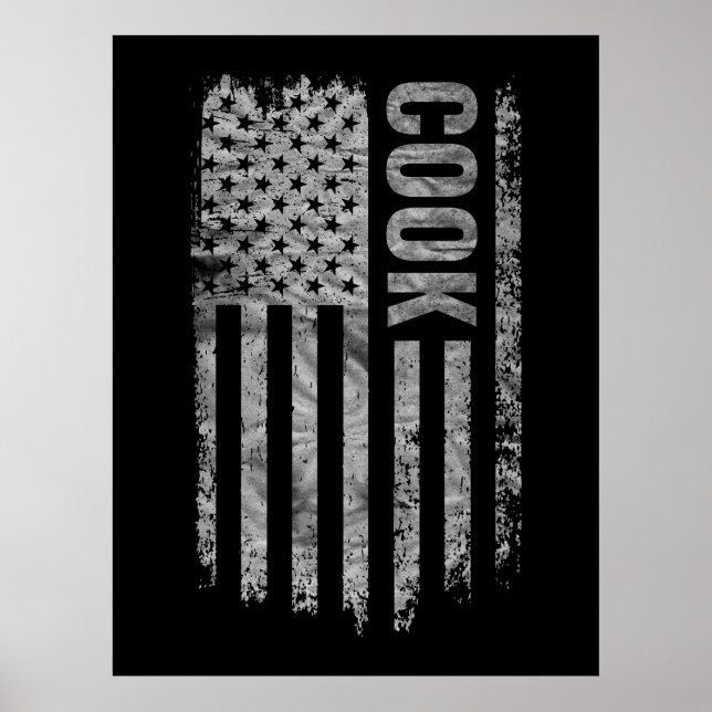 Koch USA-Flagge mit abgenutztem Design Poster (Vorne)