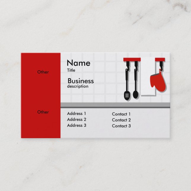 Koch Utensils Kitchen Business Card Visitenkarte (Vorderseite)