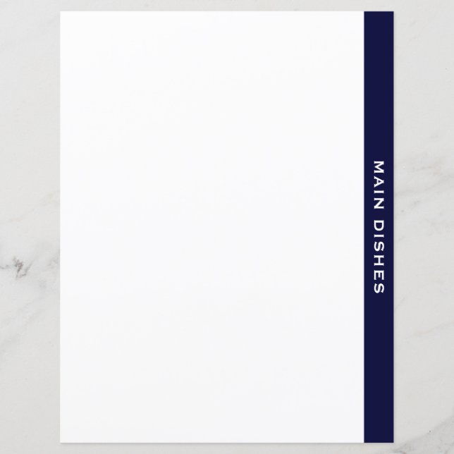 Kochbuch-Division | Marine und Weiß | Hauptgericht (Vorderseite)