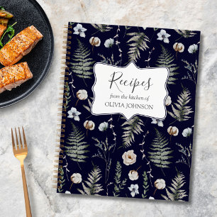 Kochbuch mit floralem botanischem Rezept für Waldb Notizbuch