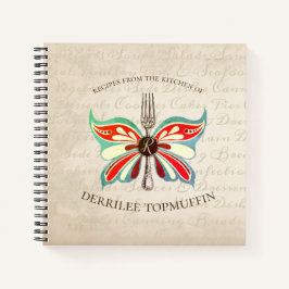 Kochbuch-Notebook mit Butterfly-Gabel Notizbuch