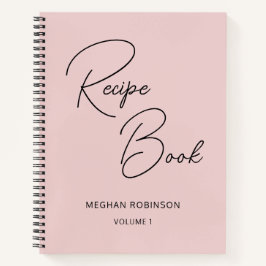 Kochbuch Rezept Blush Pink Girly Monogram Notebook Notizbuch