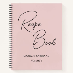 Kochbuch Rezept Blush Pink Girly Monogram Notebook Notizbuch