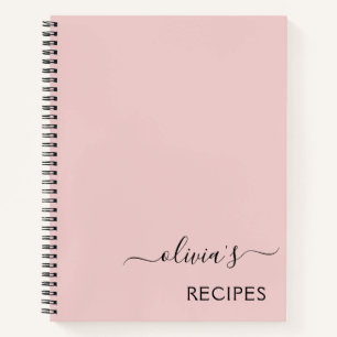 Kochbuch Rezept Blush Pink Girly Monogram Notizbuch