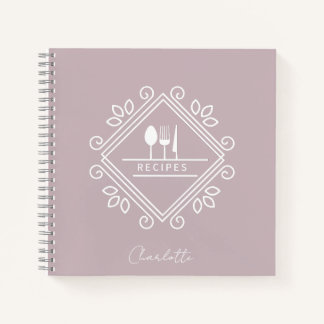Kochbuch | Rezept-Notebook | Pasetbraune Mauve Notizbuch