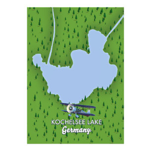 Kochelsee, Landkarte Deutschland Fotodruck