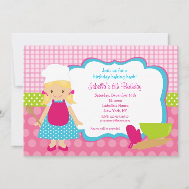 Kochen Backwaren Geburtstagsparty Einladungen (Vorderseite)
