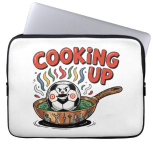 Kochen bis zum Spiel Lustiger Fußball-Frittier- Laptopschutzhülle