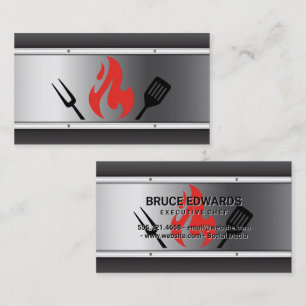 Kochen GRILLEN Utensils   Feuer   Metallisch Visitenkarte