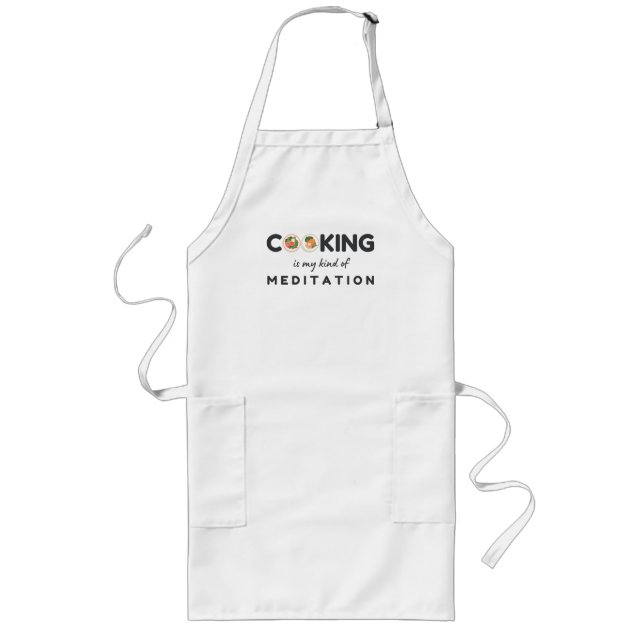 Kochen ist meine Art Meditation - Funny Kitchen Lange Schürze (Vorne)