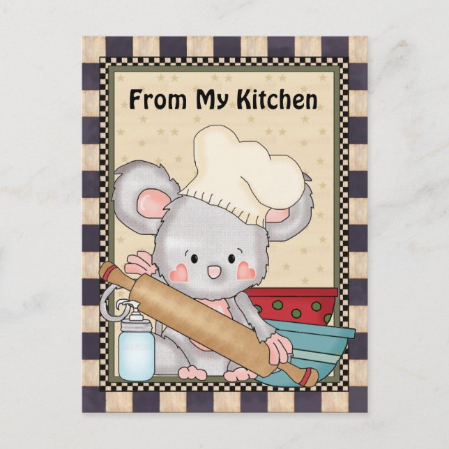 Kochen Maus Cartoon Spaß Postkarte (Vorderseite)
