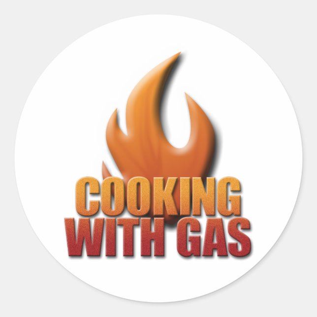 Kochen mit Gas Runder Aufkleber (Vorderseite)