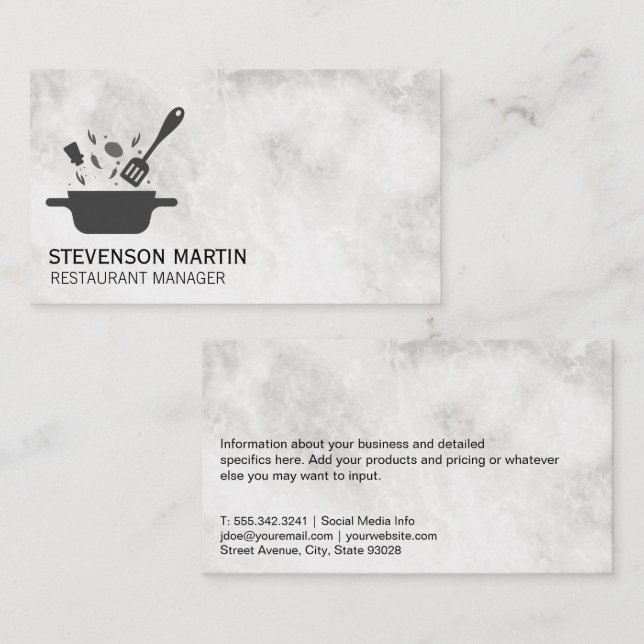 Kochen mit Gewürzen | Marble Business Card Visitenkarte (Vorne/Hinten)