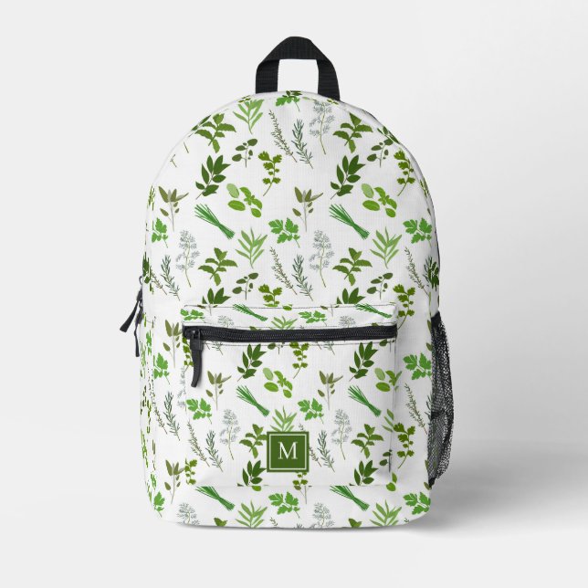 Kochen Mit Monogramm Gartenkräuter Bedruckter Rucksack (Vorderseite)