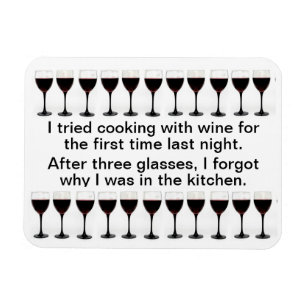 Kochen mit Wein - lustiges Sprichwort auf Schürze Magnet