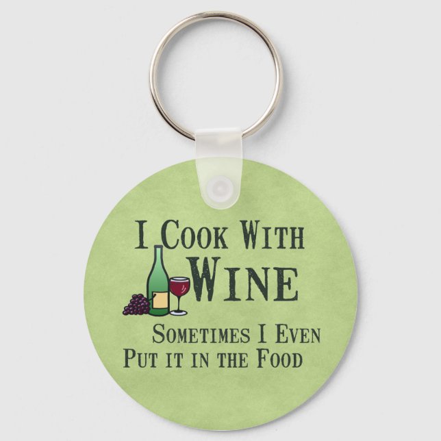 Kochen mit Wein Schlüsselanhänger (Vorderseite)