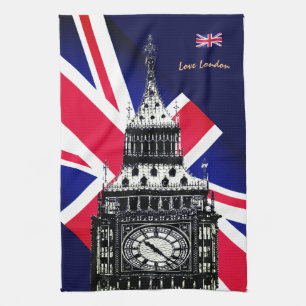 Kochen UK & britische Flagge, Big Ben London, Köch Geschirrtuch