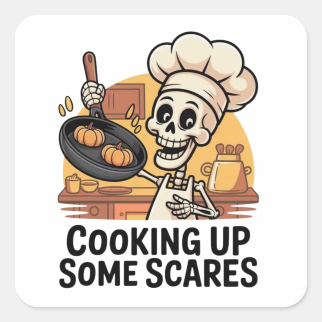 Kochen von einigen Scares Stickern Quadratischer Aufkleber (Vorderseite)