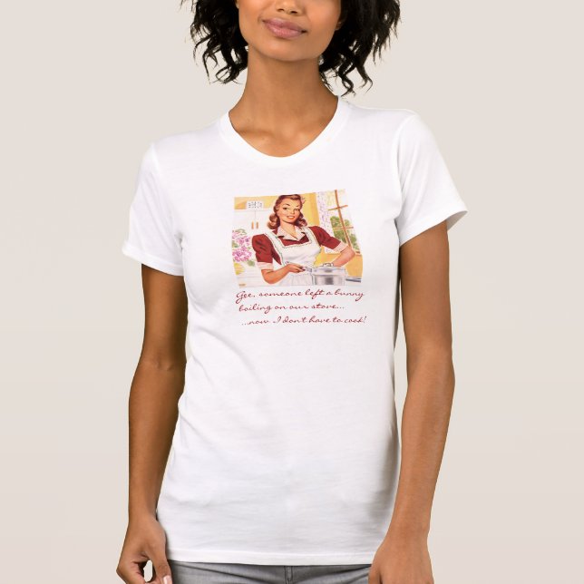 Kochende Häschenfünfziger jahre Hausfrau T-Shirt (Vorderseite)