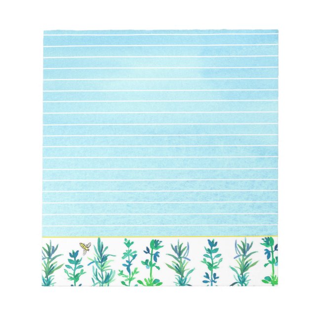 Kocherkraut Rosemary Thyme Bee Blue Lined Notizblock (Vorderseite)