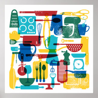 Kochgegenstände Fiesta Colors Square Poster