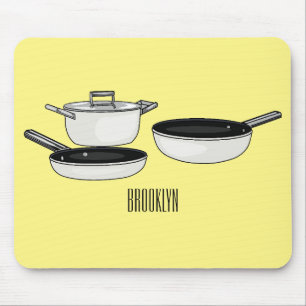 Kochgeschirr-Sets Cartoon-Illustration Mousepad
