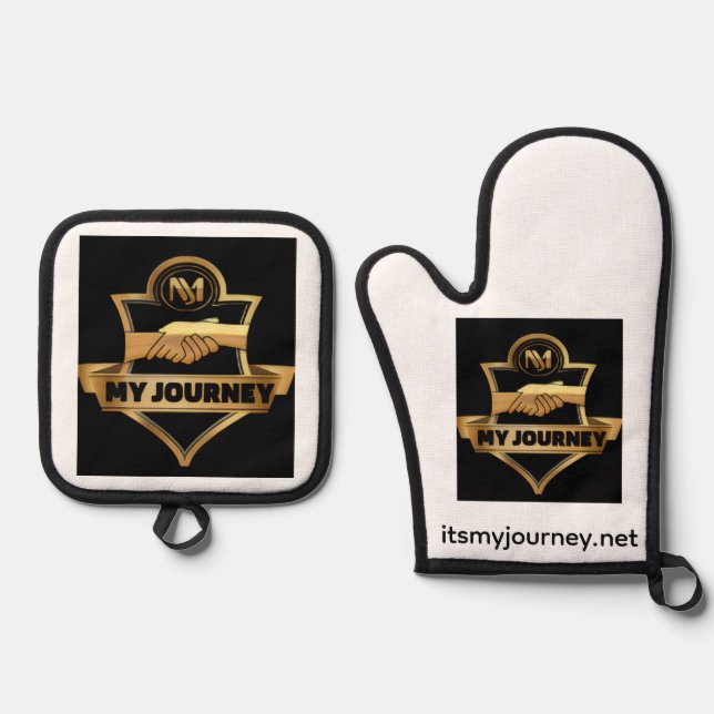 Kochhandschuh-Set 'Its My Journey' Ofenhandschuh & Topflappen-Set (Vorderseite)
