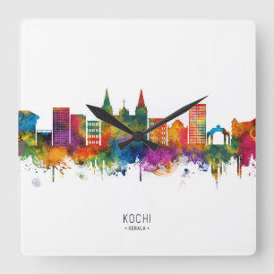 Kochi Indien Skyline Quadratische Wanduhr