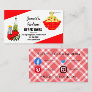 Kochklasse Catering Italienisches Spaghetti-Restau Visitenkarte