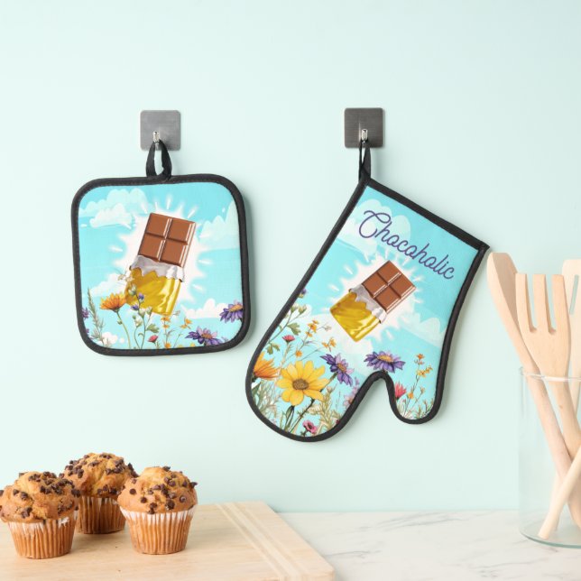 Kochküche mit Schokoladenküche Ofenhandschuh & Topflappen-Set (Insitu (Hängend))