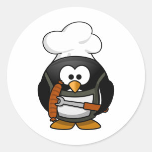 Kochpenguin-Cartoon Runder Aufkleber