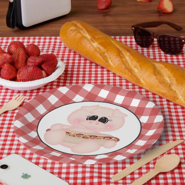 Kochplatte Pig Hotdog Pappteller (Picknick)