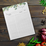 Kochrezepte Wasserfarbene Blätter Notepad Notizblock<br><div class="desc">Ein einfaches Notizblock mit Aquarellfarben-Blätter für die Organisierung von Rezepten.</div>
