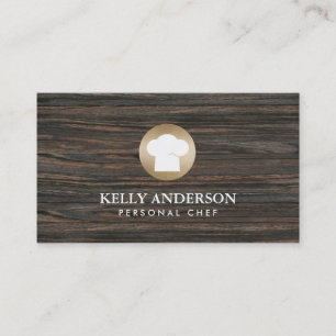 Kochs-Bäckerei-Catering-Goldlogo-Holz modern Visitenkarte