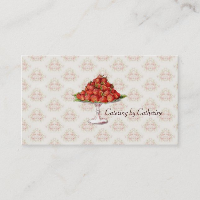 Kochs-Catering-ErdbeerVintages rosa Geschäft Visitenkarte (Vorderseite)