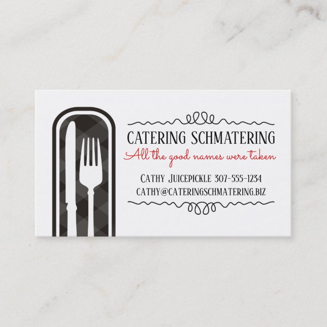 Kochs-Catering-Geschäftskarte des Gabelmessers Visitenkarte (Vorderseite)