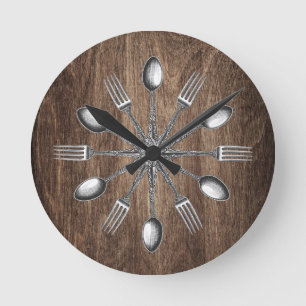 Kochs-Küchen-Gerät-elegantes dunkles Holz Runde Wanduhr